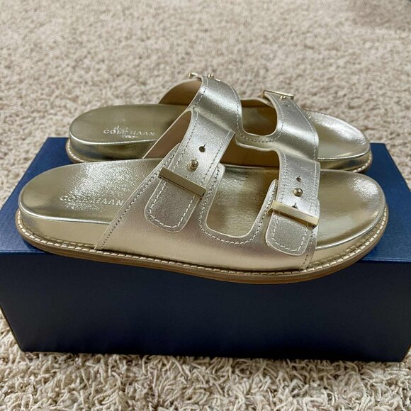 Cole Haan Women's Marisol Footbed Sandals Shoes Gold, Size 8 (New in Box) - Picture 1 of 15